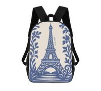 sinyumoney 17inch Eiffel Tower Floral Illustration Mochila Escolar Infantil Con Estampado 3D, Mochila Escolar Informal Para Niños De Primaria Y Secundaria