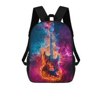 sinyumoney 17inch Electric Guitar with Fire Effect Mochila Escolar Infantil Con Estampado 3D, Mochila Escolar Informal Para Niños De Primaria Y Secundaria