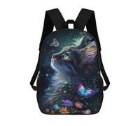 sinyumoney 17inch Enchanted Cat with Butterflies Mochila Escolar Infantil Con Estampado 3D, Mochila Escolar Informal Para Niños De Primaria Y Secundaria