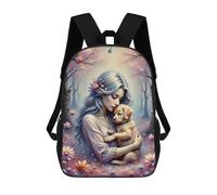 sinyumoney 17inch Enchanted Forest with Puppy Mochila Escolar Infantil Con Estampado 3D, Mochila Escolar Informal Para Niños De Primaria Y Secundaria