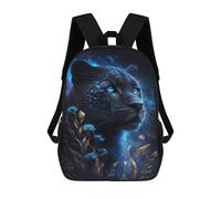 sinyumoney 17inch Enchanted Panther with Blue Flowers Mochila Escolar Infantil Con Estampado 3D, Mochila Escolar Informal Para Niños De Primaria Y Secundaria