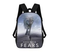 sinyumoney 17inch Face Your Fears Vs Wolf Mochila Escolar Infantil Con Estampado 3D, Mochila Escolar Informal Para Niños De Primaria Y Secundaria
