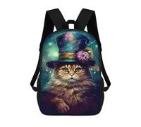 sinyumoney 17inch Fantasy Cat Art Print-6 Mochila Escolar Infantil Con Estampado 3D, Mochila Escolar Informal Para Niños De Primaria Y Secundaria