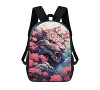 sinyumoney 17inch Fantasy Tiger with Cherry Blossoms Mochila Escolar Infantil Con Estampado 3D, Mochila Escolar Informal Para Niños De Primaria Y Secundaria