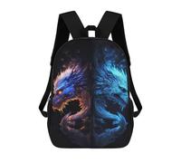 sinyumoney 17inch Fire & Ice Fantasy Dragon Artwork Mochila Escolar Infantil Con Estampado 3D, Mochila Escolar Informal Para Niños De Primaria Y Secundaria