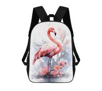 sinyumoney 17inch Flamingo Cherry Blossom Mochila Escolar Infantil Con Estampado 3D, Mochila Escolar Informal Para Niños De Primaria Y Secundaria