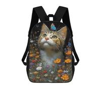 sinyumoney 17inch Floral Cat with Butterfly Mochila Escolar Infantil Con Estampado 3D, Mochila Escolar Informal Para Niños De Primaria Y Secundaria