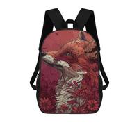 sinyumoney 17inch Floral Fox Mochila Escolar Infantil Con Estampado 3D, Mochila Escolar Informal Para Niños De Primaria Y Secundaria