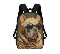 sinyumoney 17inch Frenchie with Sunglasses Mochila Escolar Infantil Con Estampado 3D, Mochila Escolar Informal Para Niños De Primaria Y Secundaria