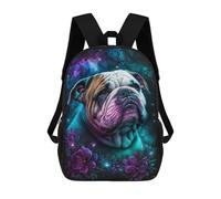 sinyumoney 17inch Galactic Bulldog with Flowers Mochila Escolar Infantil Con Estampado 3D, Mochila Escolar Informal Para Niños De Primaria Y Secundaria
