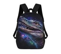 sinyumoney 17inch Galactic Crocodile Art Print-3 Mochila Escolar Infantil Con Estampado 3D, Mochila Escolar Informal Para Niños De Primaria Y Secundaria