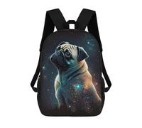 sinyumoney 17inch Galactic Pug Portrait -3 Mochila Escolar Infantil Con Estampado 3D, Mochila Escolar Informal Para Niños De Primaria Y Secundaria