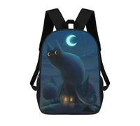 sinyumoney 17inch Giant Night Cat Mochila Escolar Infantil Con Estampado 3D, Mochila Escolar Informal Para Niños De Primaria Y Secundaria