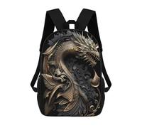 sinyumoney 17inch Golden Emperor Dragon Mochila Escolar Infantil Con Estampado 3D, Mochila Escolar Informal Para Niños De Primaria Y Secundaria