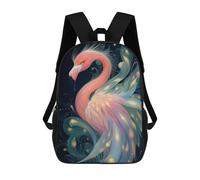 sinyumoney 17inch Golden Flamingo Art Animal Mochila Escolar Infantil Con Estampado 3D, Mochila Escolar Informal Para Niños De Primaria Y Secundaria