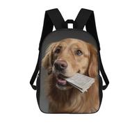 sinyumoney 17inch Golden Retriever with Newspaper Mochila Escolar Infantil Con Estampado 3D, Mochila Escolar Informal Para Niños De Primaria Y Secundaria