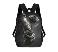 sinyumoney 17inch Gothic Armor Holding Black Rose Mochila Escolar Infantil Con Estampado 3D, Mochila Escolar Informal Para Niños De Primaria Y Secundaria