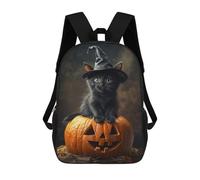 sinyumoney 17inch Halloween Black Cat Pumpkin Decor Mochila Escolar Infantil Con Estampado 3D, Mochila Escolar Informal Para Niños De Primaria Y Secundaria