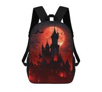 sinyumoney 17inch Halloween Castle with Full Moon -4 Mochila Escolar Infantil Con Estampado 3D, Mochila Escolar Informal Para Niños De Primaria Y Secundaria
