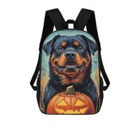 sinyumoney 17inch Halloween Rottweiler Pumpkin Art Print Mochila Escolar Infantil Con Estampado 3D, Mochila Escolar Informal Para Niños De Primaria Y Secundaria