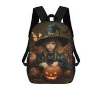 sinyumoney 17inch Halloween Witch with Black Cats -1 Mochila Escolar Infantil Con Estampado 3D, Mochila Escolar Informal Para Niños De Primaria Y Secundaria