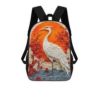 sinyumoney 17inch Japanese Crane Art Print Mochila Escolar Infantil Con Estampado 3D, Mochila Escolar Informal Para Niños De Primaria Y Secundaria