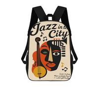 sinyumoney 17inch Jazz in The City Poster Mochila Escolar Infantil Con Estampado 3D, Mochila Escolar Informal Para Niños De Primaria Y Secundaria