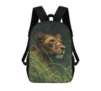 sinyumoney 17inch Lioness in Grass Painting-1 Mochila Escolar Infantil Con Estampado 3D, Mochila Escolar Informal Para Niños De Primaria Y Secundaria
