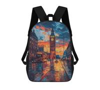 sinyumoney 17inch London Rainy Night Street Scene Mochila Escolar Infantil Con Estampado 3D, Mochila Escolar Informal Para Niños De Primaria Y Secundaria