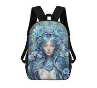 sinyumoney 17inch Mochila Escolar Para Niñas A Portrait of Girl Floral Mochila Escolar Impresa En 3D Para Niños Mochila Informal Para El Día A Día Para Estudiantes De Secundaria