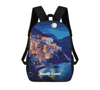 sinyumoney 17inch Mochila Escolar Para Niñas Amalfi Coast Night Mochila Escolar Impresa En 3D Para Niños Mochila Informal Para El Día A Día Para Estudiantes De Secundaria