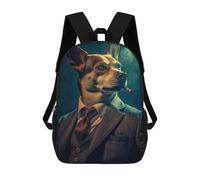 sinyumoney 17inch Mochila Escolar Para Niñas Bad Boy Dog in Suit Mochila Escolar Impresa En 3D Para Niños Mochila Informal Para El Día A Día Para Estudiantes De Secundaria