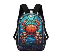 sinyumoney 17inch Mochila Escolar Para Niñas Crab Glass Art Mochila Escolar Impresa En 3D Para Niños Mochila Informal Para El Día A Día Para Estudiantes De Secundaria