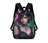sinyumoney 17inch Mochila Escolar Para Niñas Demon Girl with Green Eyes Mochila Escolar Impresa En 3D Para Niños Mochila Informal Para El Día A Día Para Estudiantes De Secundaria