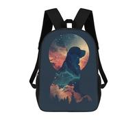 sinyumoney 17inch Mochila Escolar Para Niñas Dog Silhouette Galaxy Mochila Escolar Impresa En 3D Para Niños Mochila Informal Para El Día A Día Para Estudiantes De Secundaria