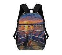 sinyumoney 17inch Mochila Escolar Para Niñas Dogs Watching Sunset over The Sea Mochila Escolar Impresa En 3D Para Niños Mochila Informal Para El Día A Día Para Estudiantes De Secundaria