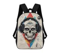 sinyumoney 17inch Mochila Escolar Para Niñas Geometric Skull Eye Music Mochila Escolar Impresa En 3D Para Niños Mochila Informal Para El Día A Día Para Estudiantes De Secundaria