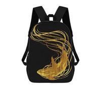 sinyumoney 17inch Mochila Escolar Para Niñas Golden Killer Whale Mochila Escolar Impresa En 3D Para Niños Mochila Informal Para El Día A Día Para Estudiantes De Secundaria