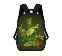 sinyumoney 17inch Mochila Escolar Para Niñas Green Frog Mochila Escolar Impresa En 3D Para Niños Mochila Informal Para El Día A Día Para Estudiantes De Secundaria