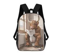 sinyumoney 17inch Mochila Escolar Para Niñas Highland Cow on Toilet Mochila Escolar Impresa En 3D Para Niños Mochila Informal Para El Día A Día Para Estudiantes De Secundaria