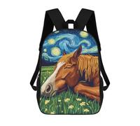 sinyumoney 17inch Mochila Escolar Para Niñas Horse in Starry Night Mochila Escolar Impresa En 3D Para Niños Mochila Informal Para El Día A Día Para Estudiantes De Secundaria