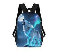 sinyumoney 17inch Mochila Escolar Para Niñas Howling Wolf Moonlight Mochila Escolar Impresa En 3D Para Niños Mochila Informal Para El Día A Día Para Estudiantes De Secundaria