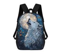 sinyumoney 17inch Mochila Escolar Para Niñas Howling Wolf Stained Glass Art Mochila Escolar Impresa En 3D Para Niños Mochila Informal Para El Día A Día Para Estudiantes De Secundaria