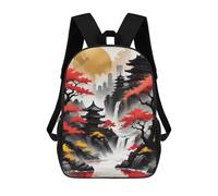 sinyumoney 17inch Mochila Escolar Para Niñas Japan Landscape Ink Mochila Escolar Impresa En 3D Para Niños Mochila Informal Para El Día A Día Para Estudiantes De Secundaria