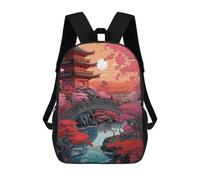 sinyumoney 17inch Mochila Escolar Para Niñas Japanese Anime Garden Sunset Mochila Escolar Impresa En 3D Para Niños Mochila Informal Para El Día A Día Para Estudiantes De Secundaria