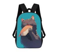 sinyumoney 17inch Mochila Escolar Para Niñas Kawaii Cat Eating Sashimi Mochila Escolar Impresa En 3D Para Niños Mochila Informal Para El Día A Día Para Estudiantes De Secundaria