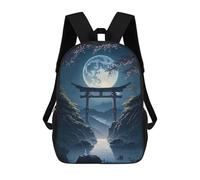 sinyumoney 17inch Mochila Escolar Para Niñas Moonlight in Torii Gate Mochila Escolar Impresa En 3D Para Niños Mochila Informal Para El Día A Día Para Estudiantes De Secundaria