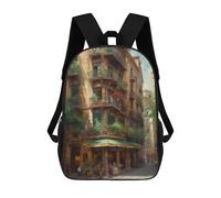 sinyumoney 17inch Mochila Escolar Para Niñas Oil Painting of Barcelona Mochila Escolar Impresa En 3D Para Niños Mochila Informal Para El Día A Día Para Estudiantes De Secundaria