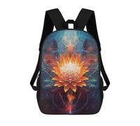 sinyumoney 17inch Mochila Escolar Para Niñas Orange Lotus in Cosmic Bloom Mochila Escolar Impresa En 3D Para Niños Mochila Informal Para El Día A Día Para Estudiantes De Secundaria
