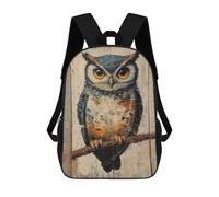 sinyumoney 17inch Mochila Escolar Para Niñas Owl Painting on Wood Panel Simple Bird Wall Art Mochila Escolar Impresa En 3D Para Niños Mochila Informal Para El Día A Día Para Estudiantes De Secundaria